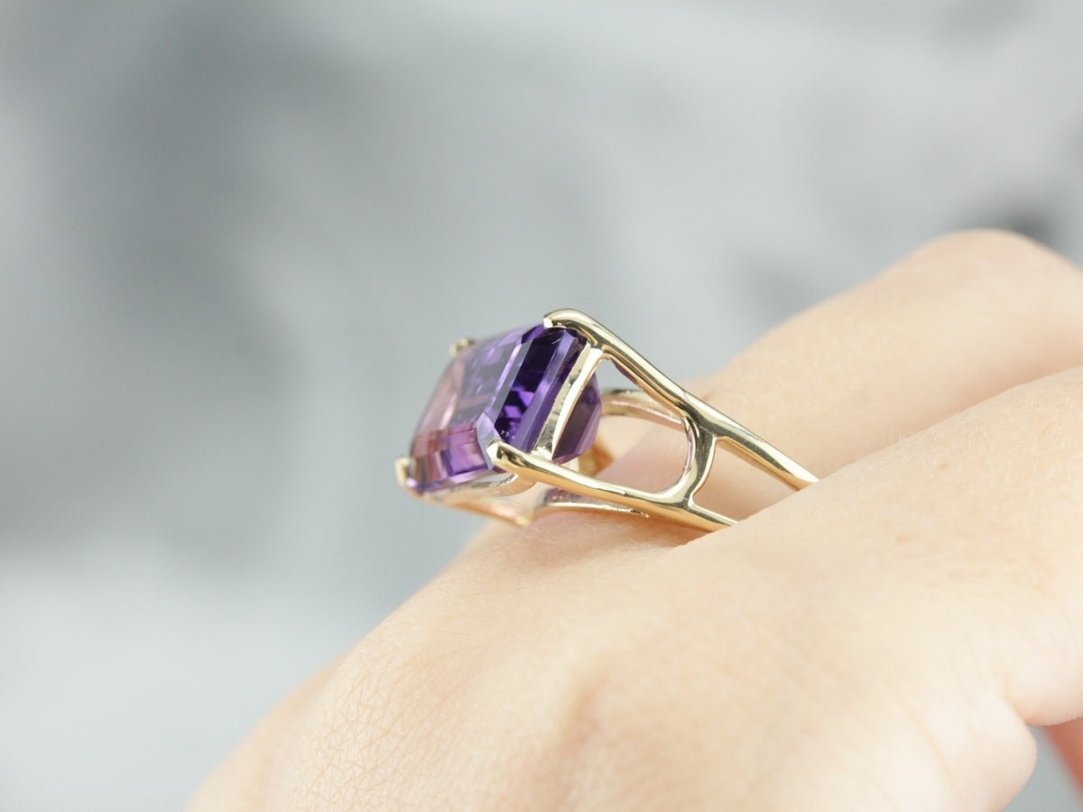 East West Set Amethyst Cocktail Ring