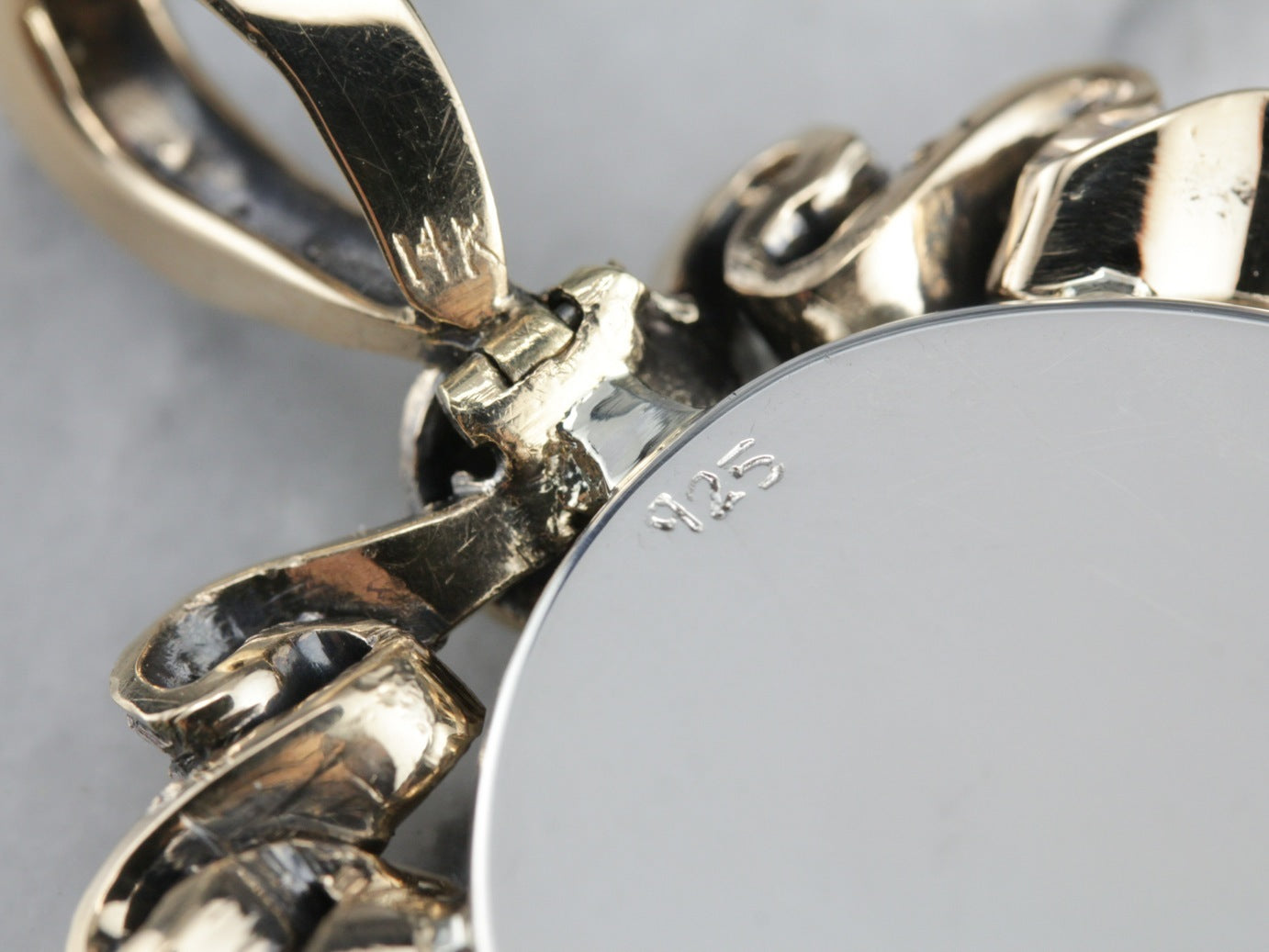 Landscape Rhodonite Rose Cut Diamond Bow Statement Pendant