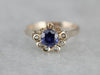 Unique Sapphire Seed Pearl Solitaire Ring