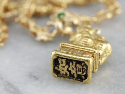 Fine Gold Chinese Foo Dog Necklace