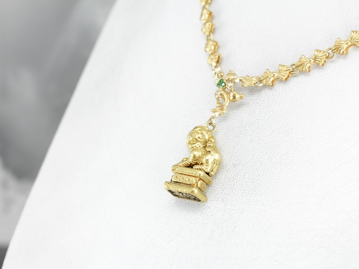 Fine Gold Chinese Foo Dog Necklace