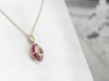 Marquise Ruby Cluster Gold Pendant