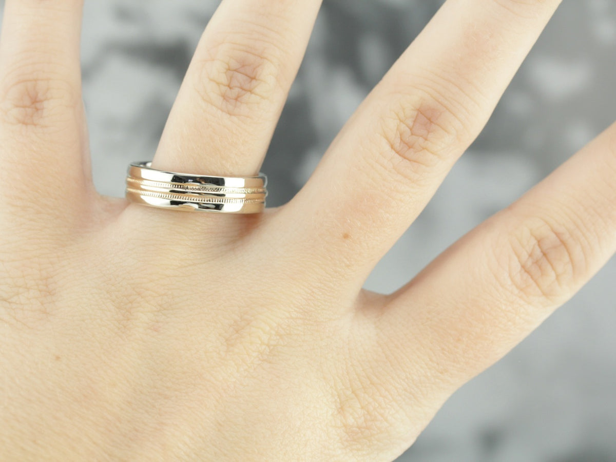 Vintage Two Tone Gold Wedding Band