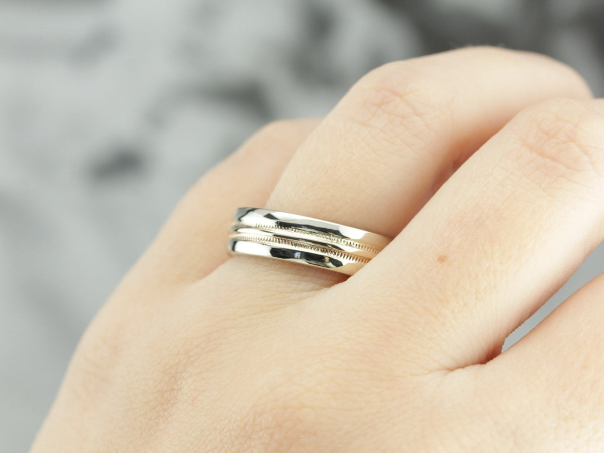 Vintage Two Tone Gold Wedding Band