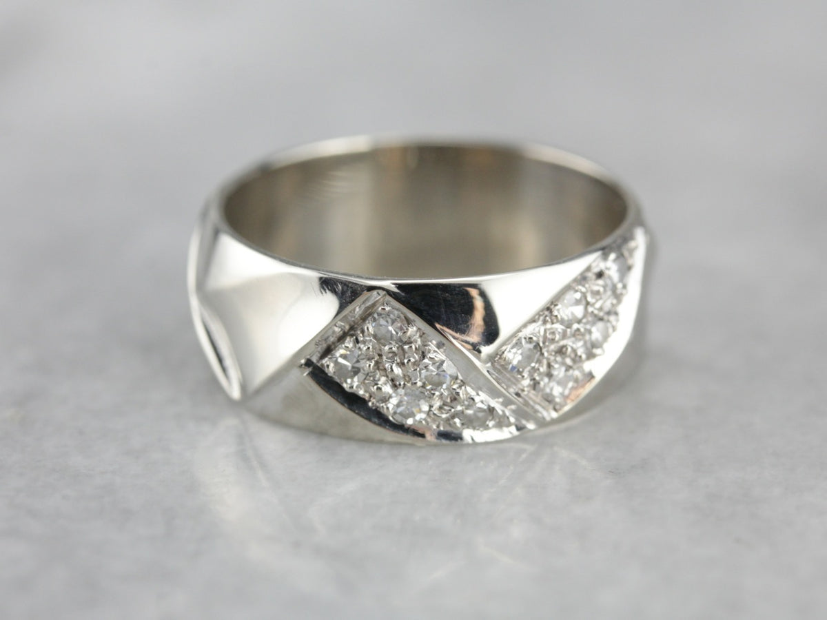 Woven Diamond White Gold Band