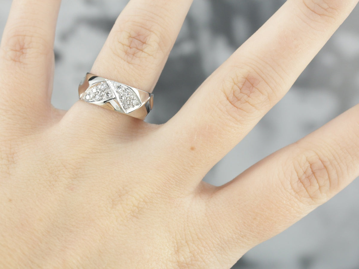 Woven Diamond White Gold Band