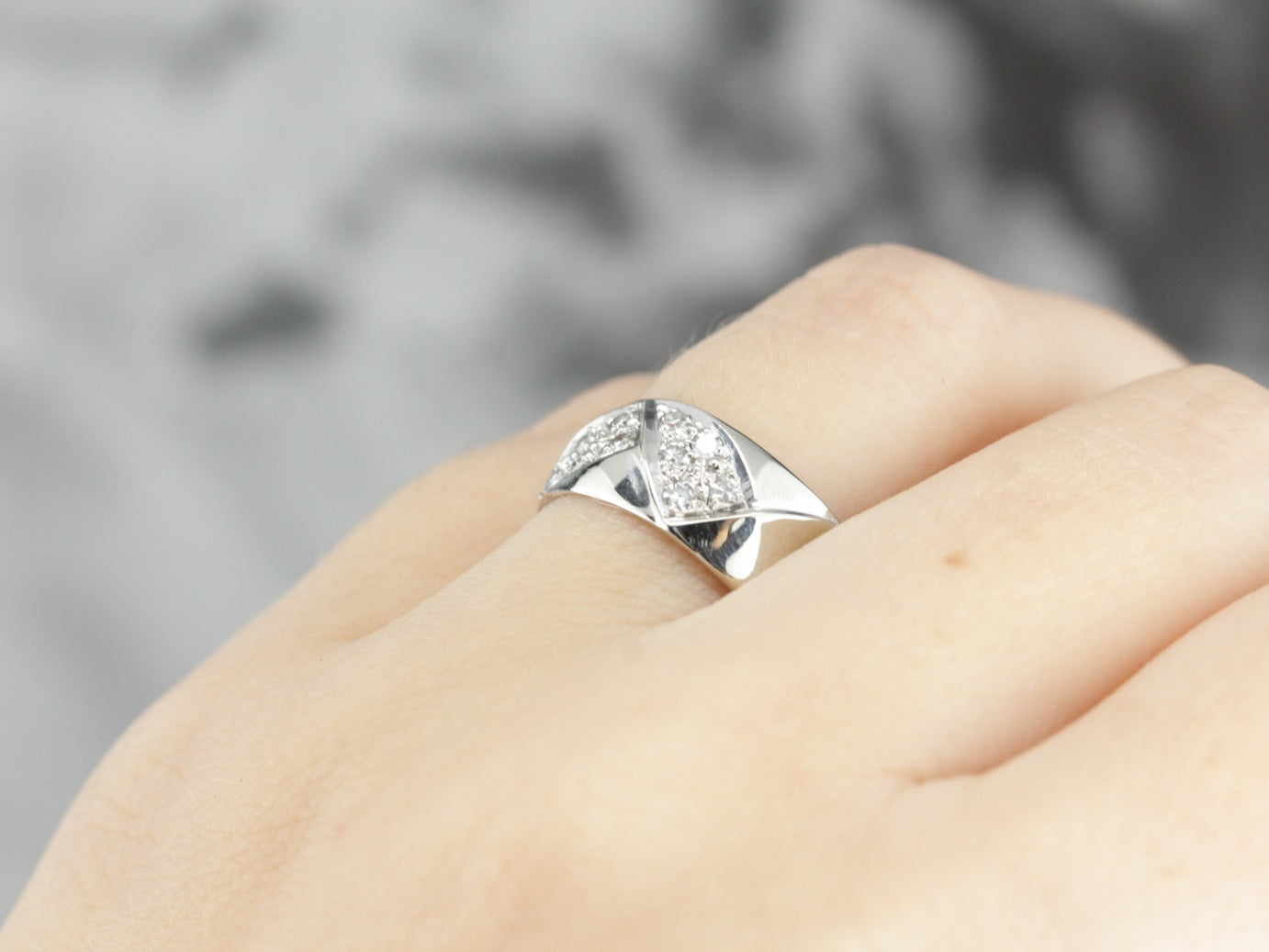 Woven Diamond White Gold Band