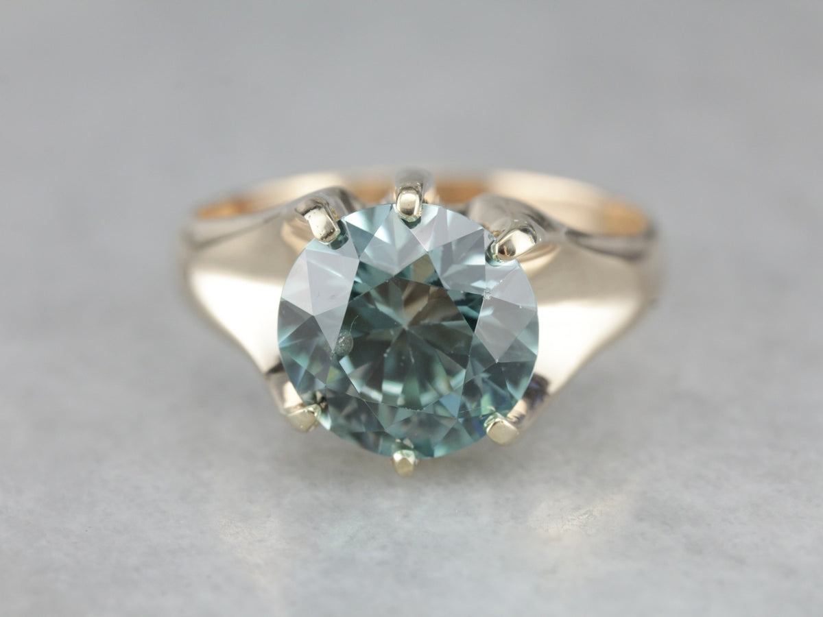 Belcher Set Blue Zircon Cocktail Ring