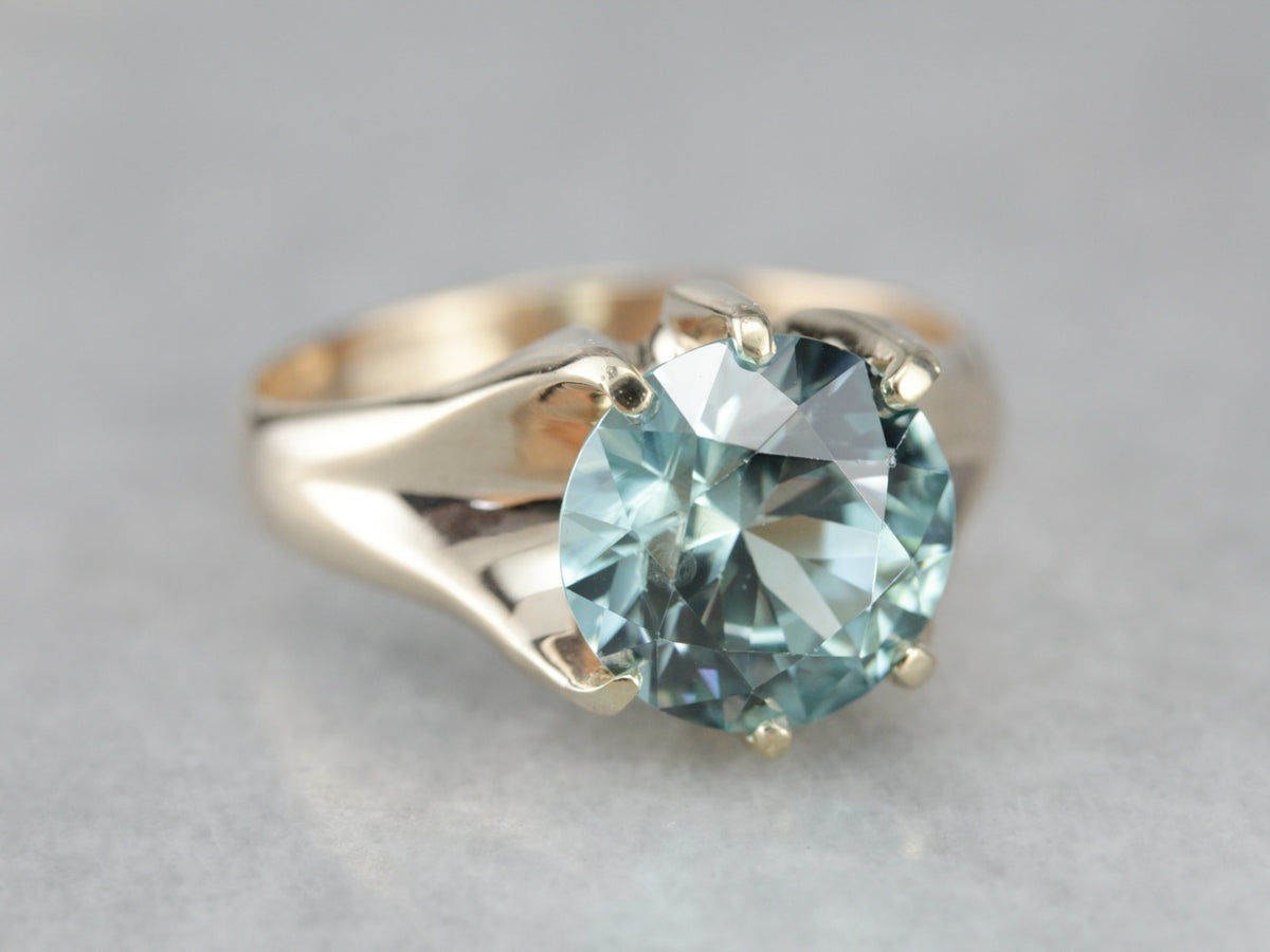 Belcher Set Blue Zircon Cocktail Ring