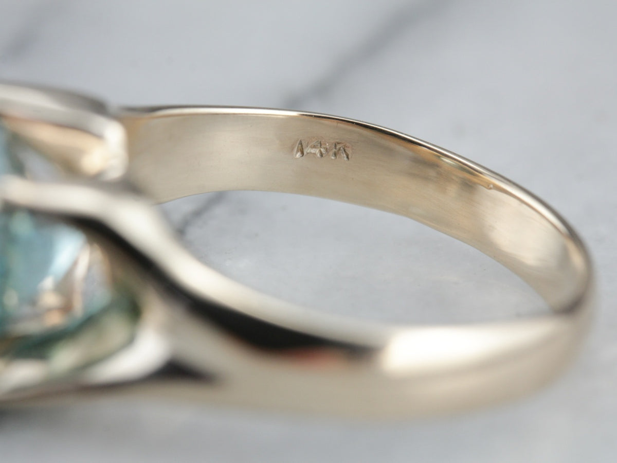 Belcher Set Blue Zircon Cocktail Ring