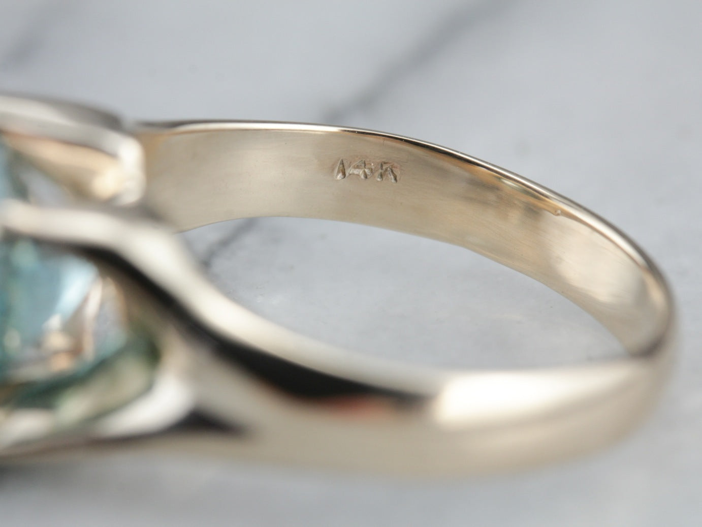 Belcher Set Blue Zircon Cocktail Ring