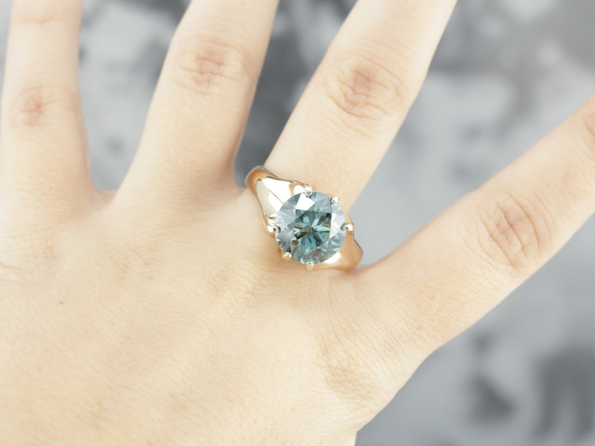 Belcher Set Blue Zircon Cocktail Ring