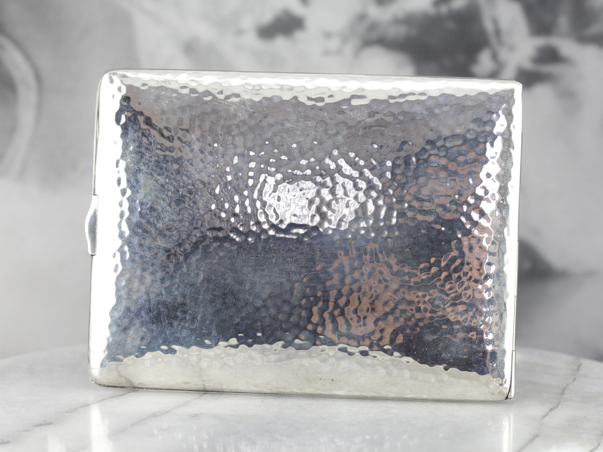 Vintage Sterling Silver Cigarette Case with Gold Accent