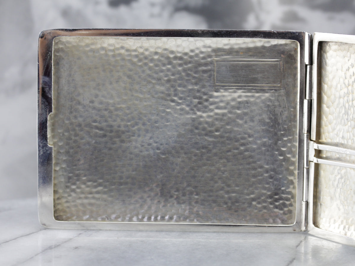 Vintage Sterling Silver Cigarette Case with Gold Accent
