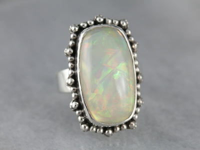 Glittering Opal Cocktail Ring in Sterling Silver Setting