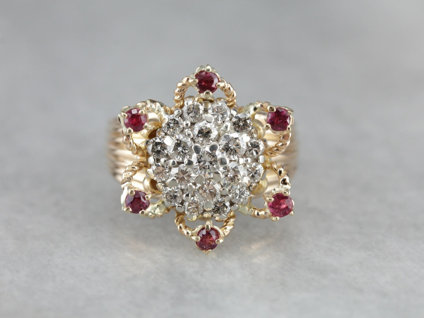 Diamond Cluster Flower Cocktail Ring