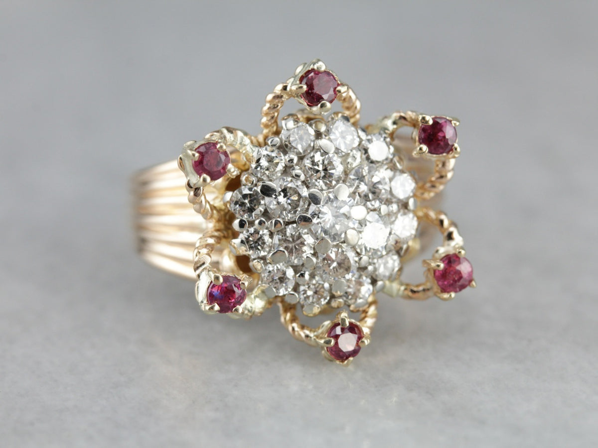 Diamond Cluster Flower Cocktail Ring