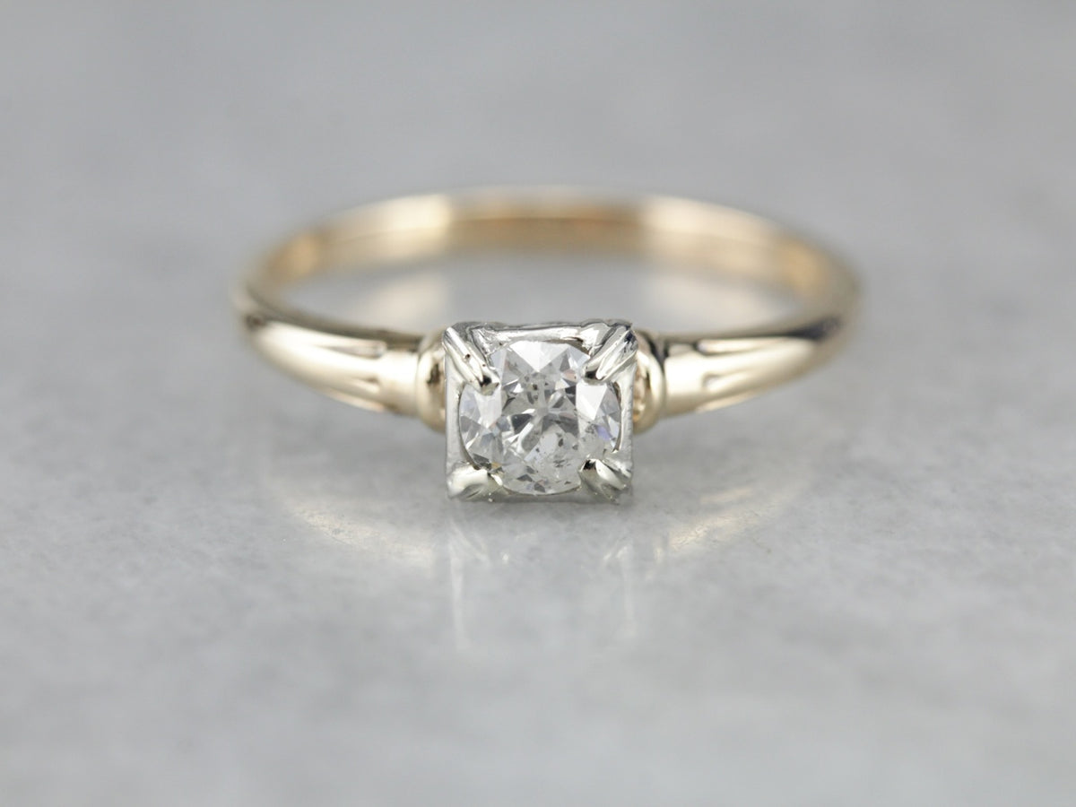 European Cut Diamond Engagement Ring