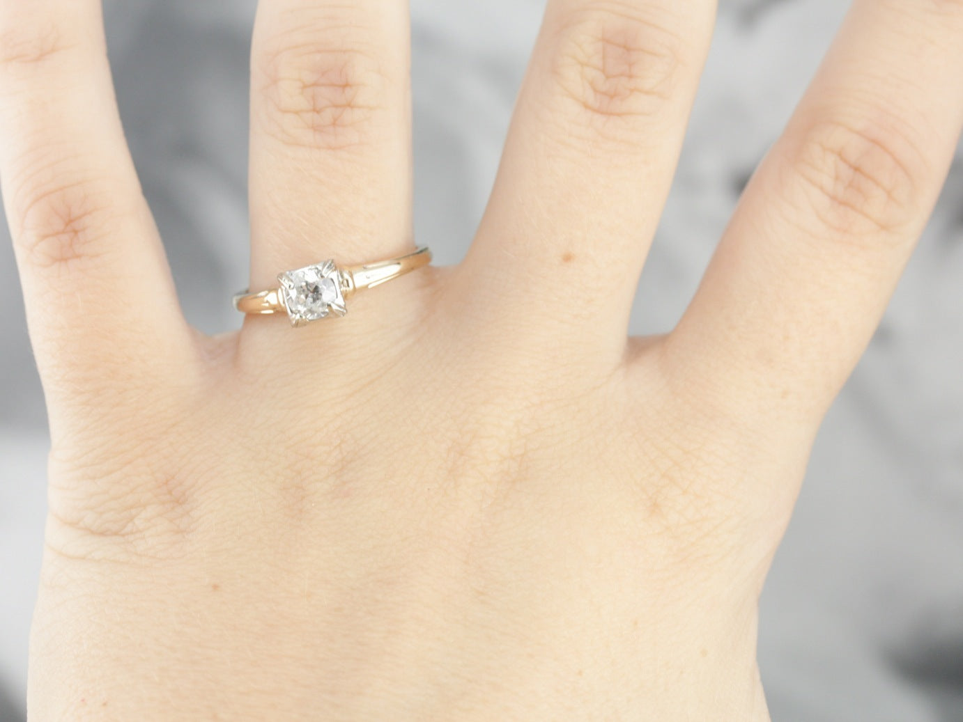 European Cut Diamond Engagement Ring