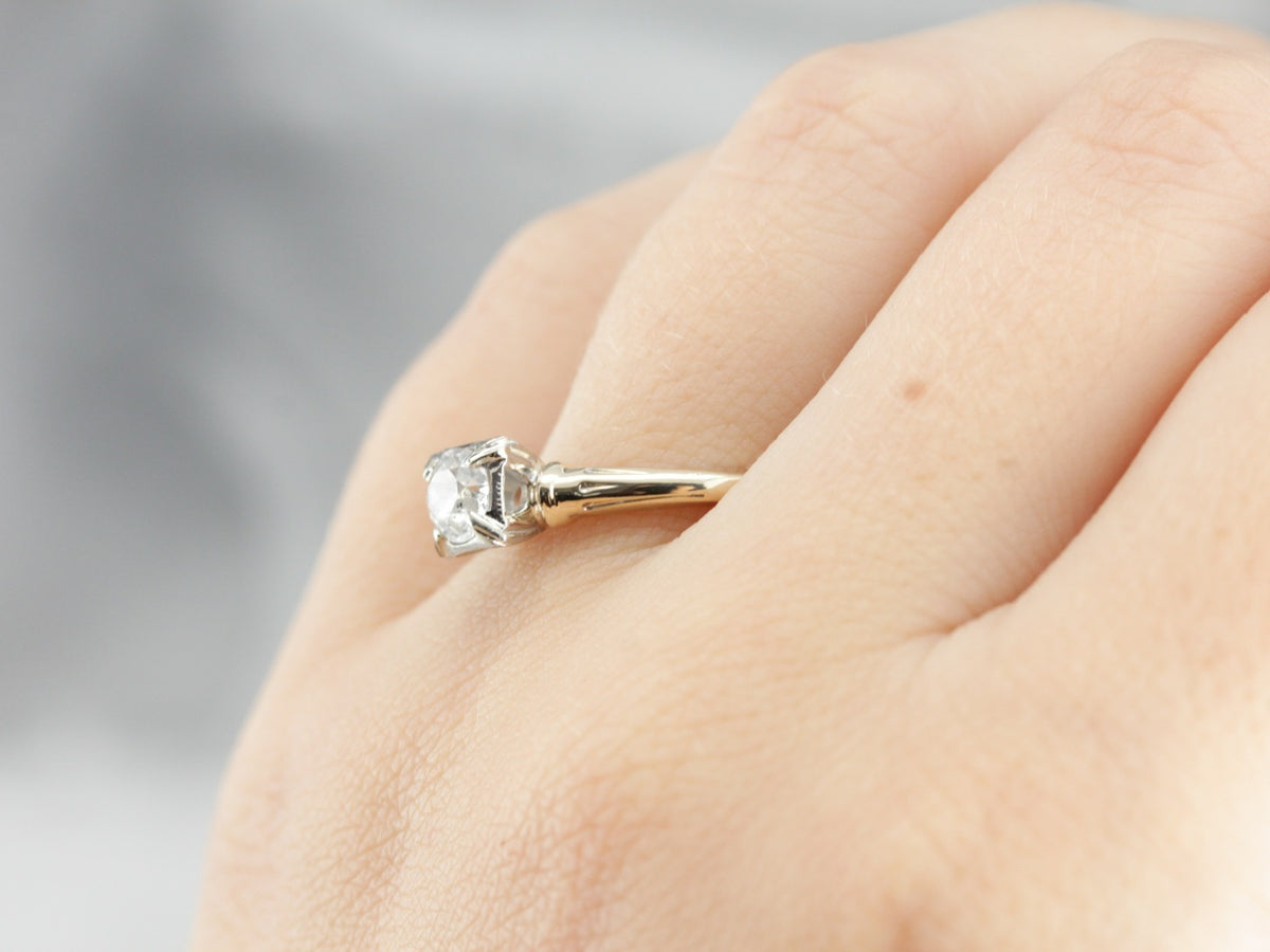 European Cut Diamond Engagement Ring