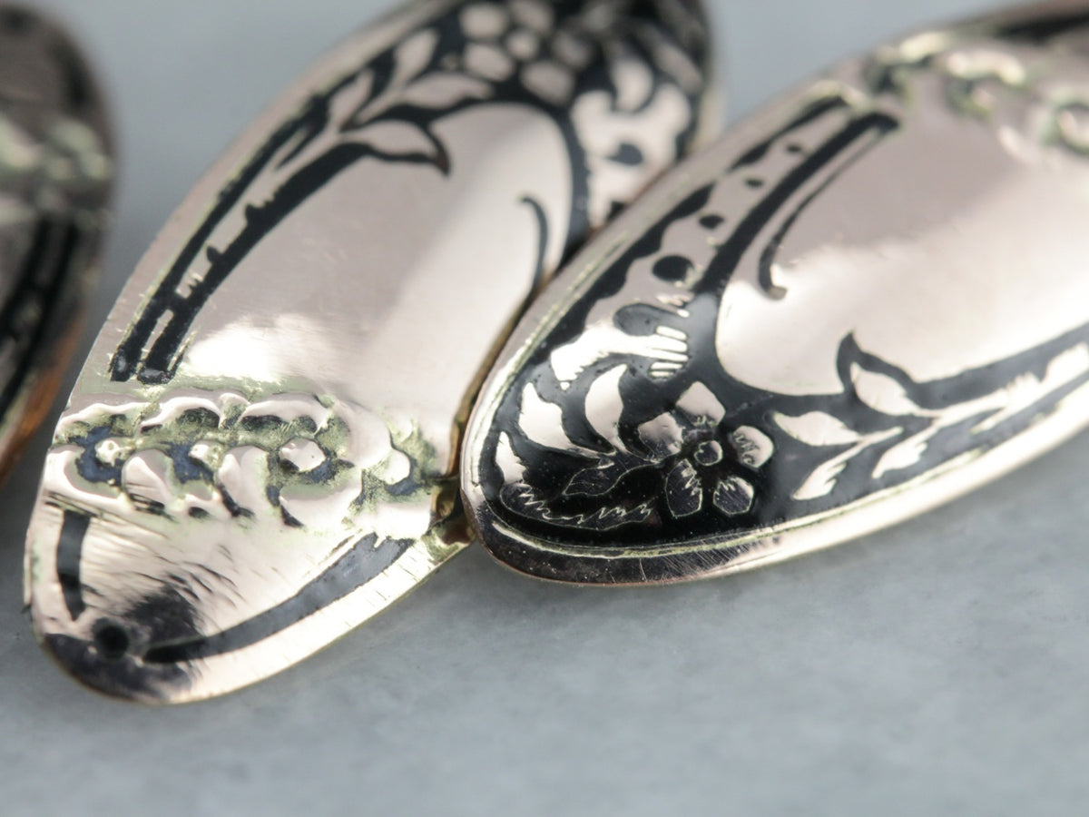 Art Nouveau Black Enamel Cufflinks