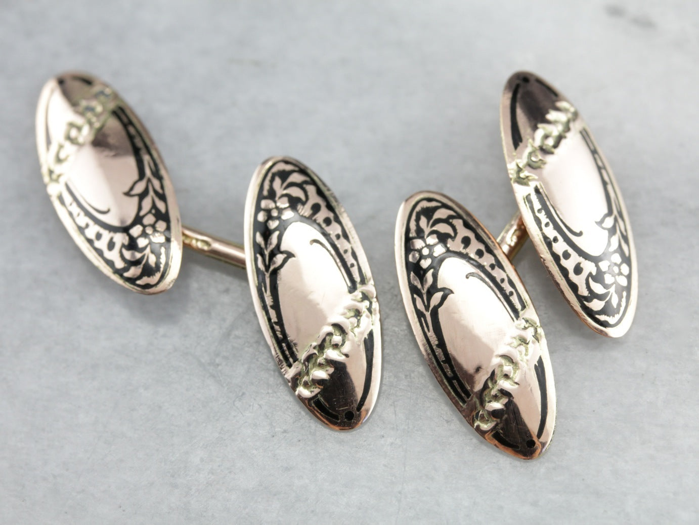 Art Nouveau Black Enamel Cufflinks