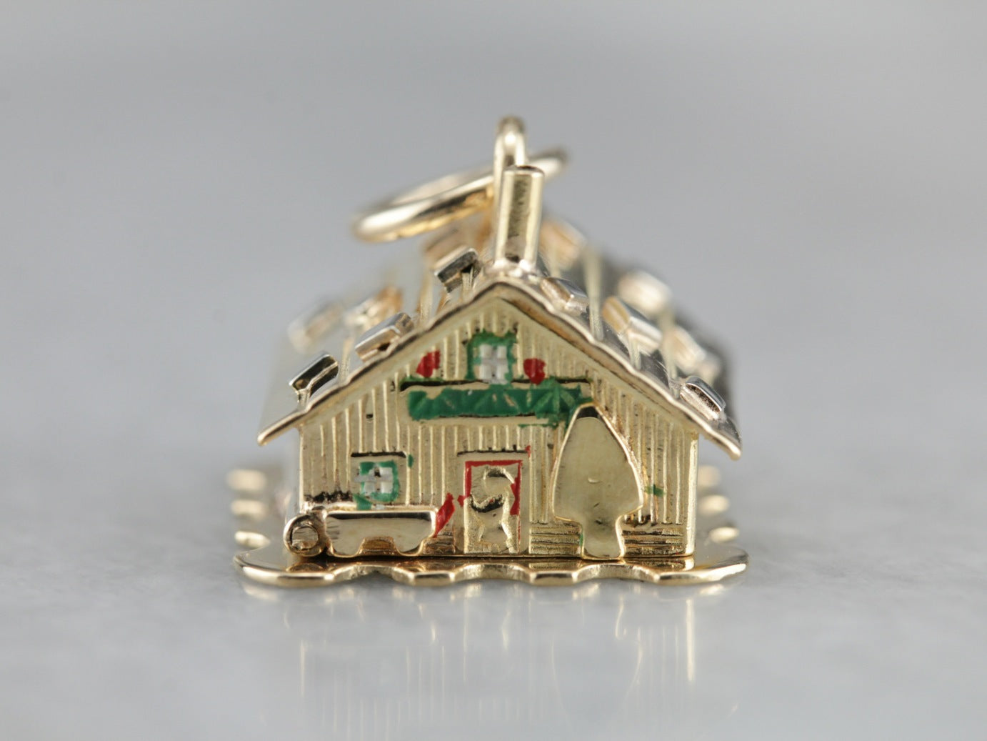 Vintage Enamel Gold House Charm