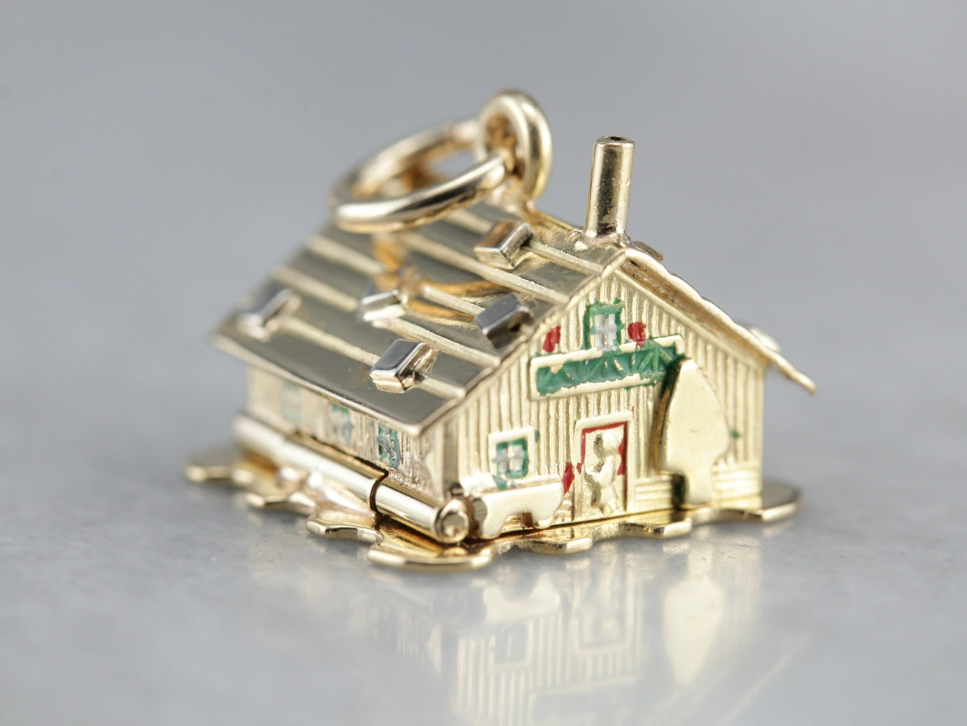 Vintage Enamel Gold House Charm