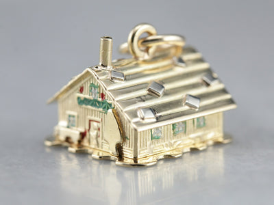 Vintage Enamel Gold House Charm