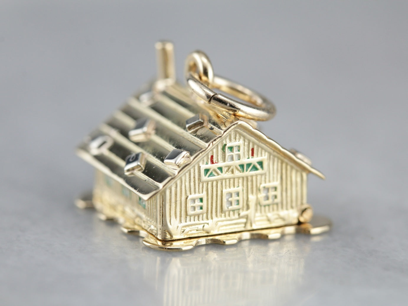 Vintage Enamel Gold House Charm
