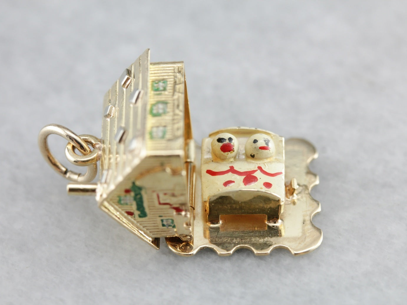 Vintage Enamel Gold House Charm