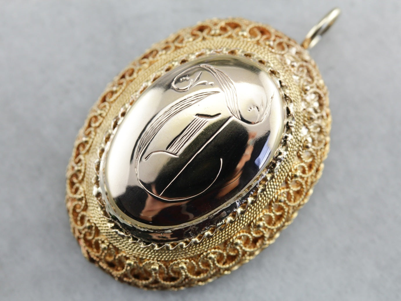 Ornate "T" Monogram Pendant