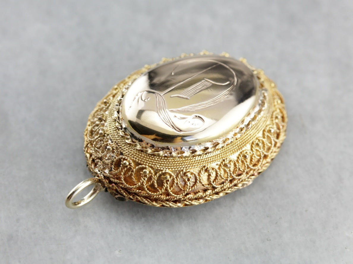 Ornate "T" Monogram Pendant