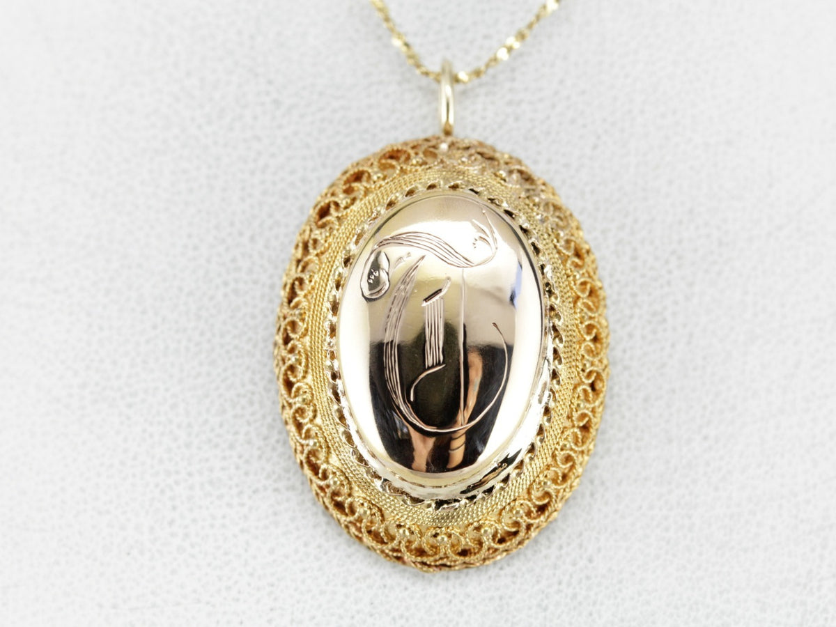 Ornate "T" Monogram Pendant