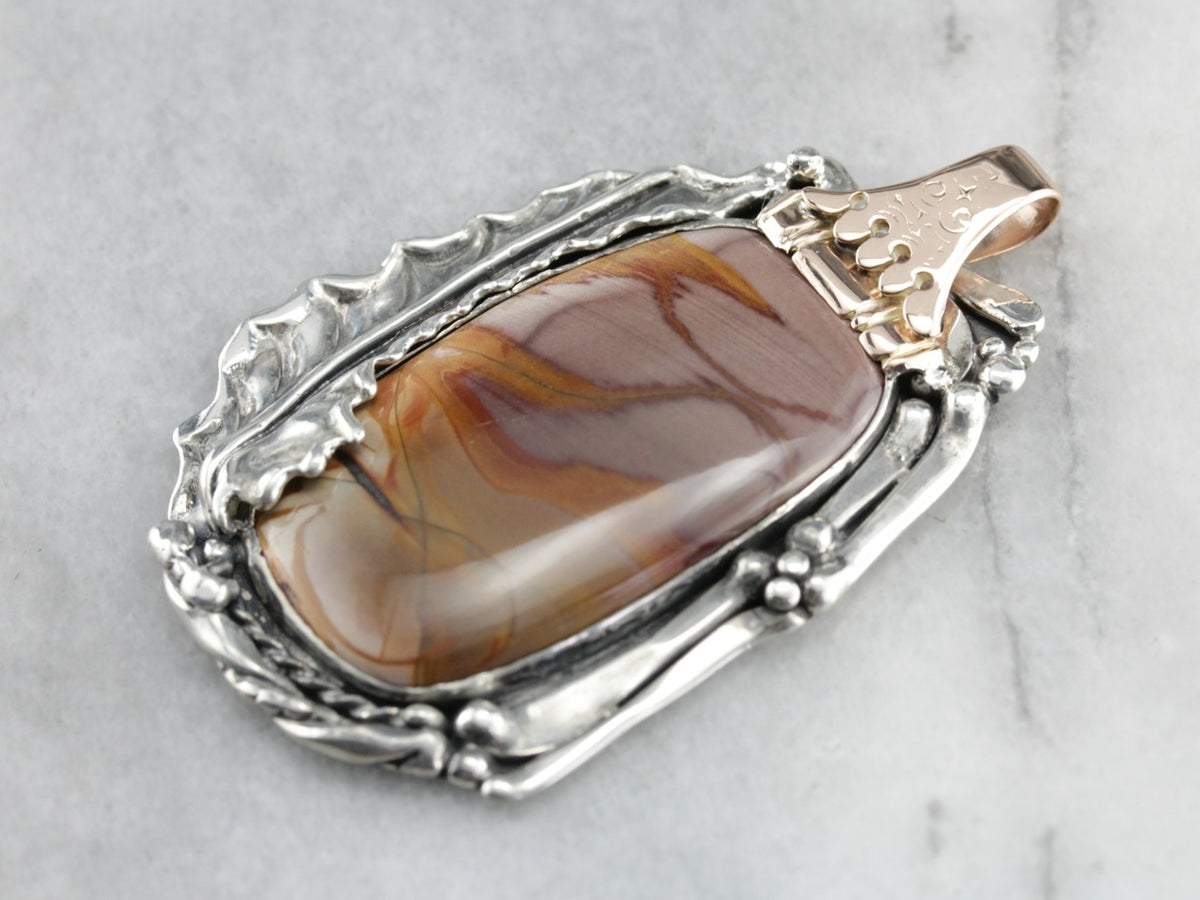 Mookaite Jasper Mixed Metal Statement Pendant