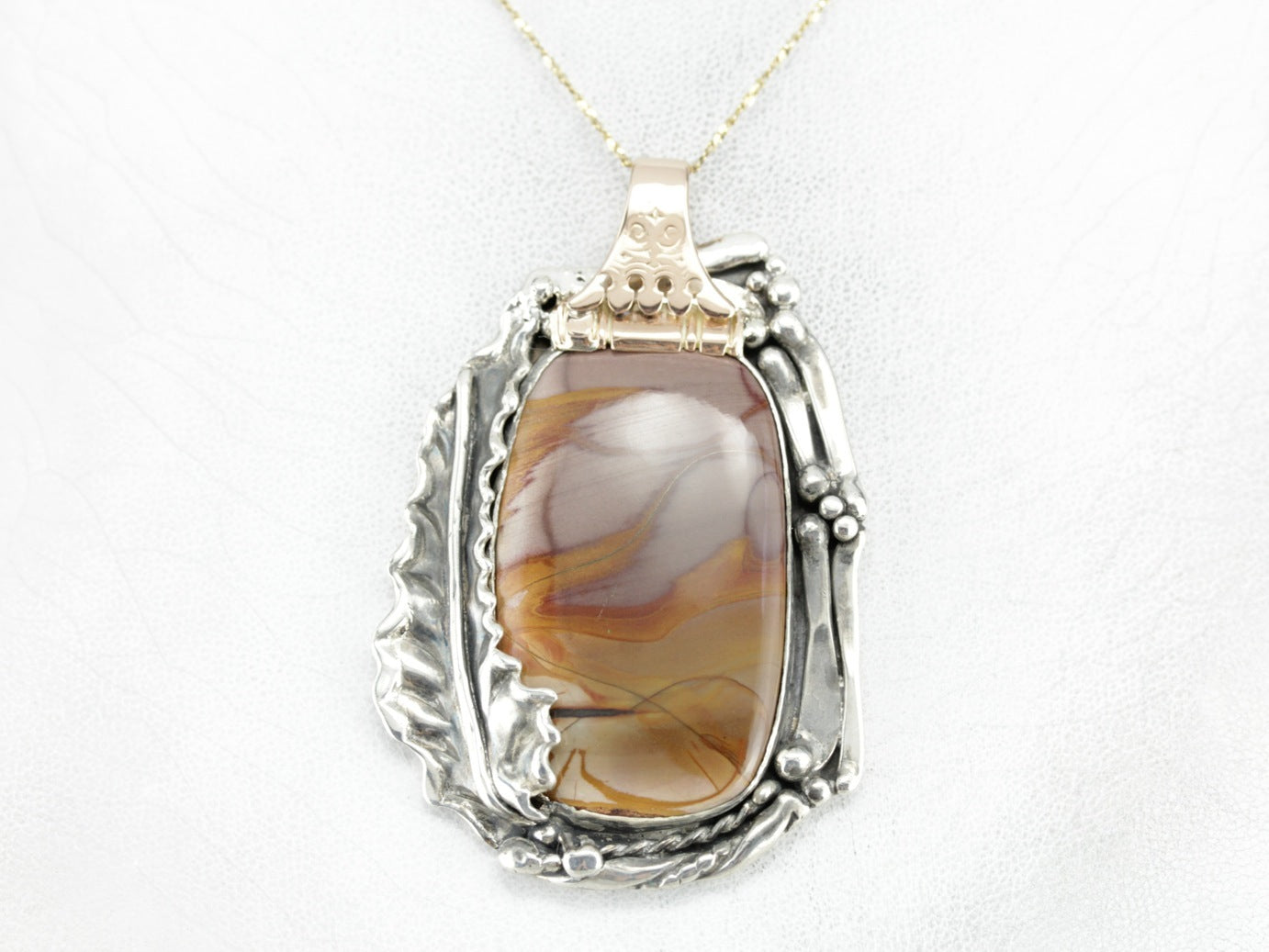 Mookaite Jasper Mixed Metal Statement Pendant