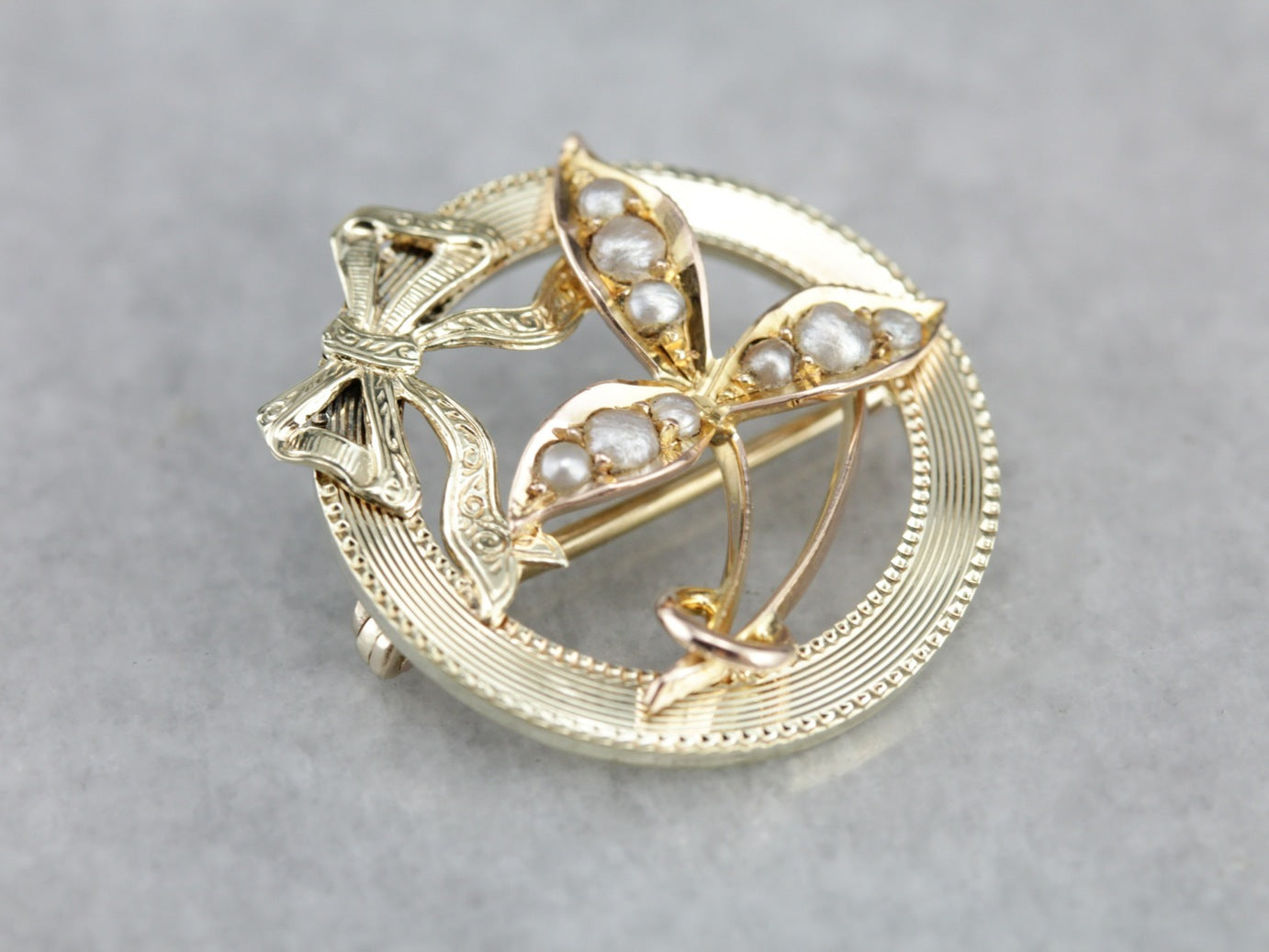 Upcycled Natural Pearl Gold Brooch