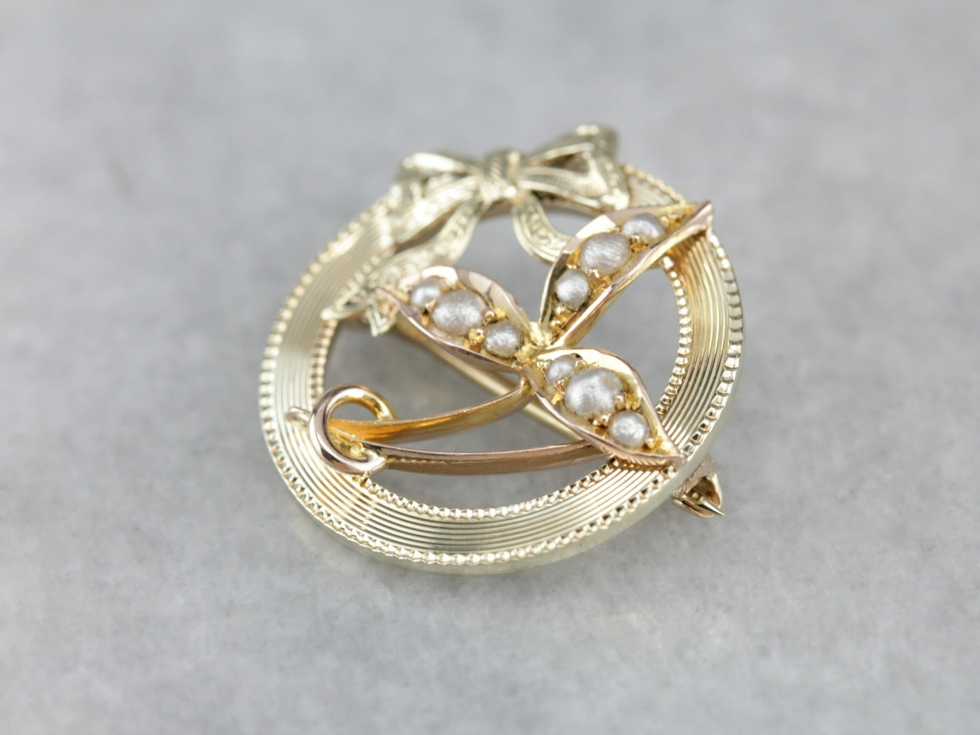 Upcycled Natural Pearl Gold Brooch