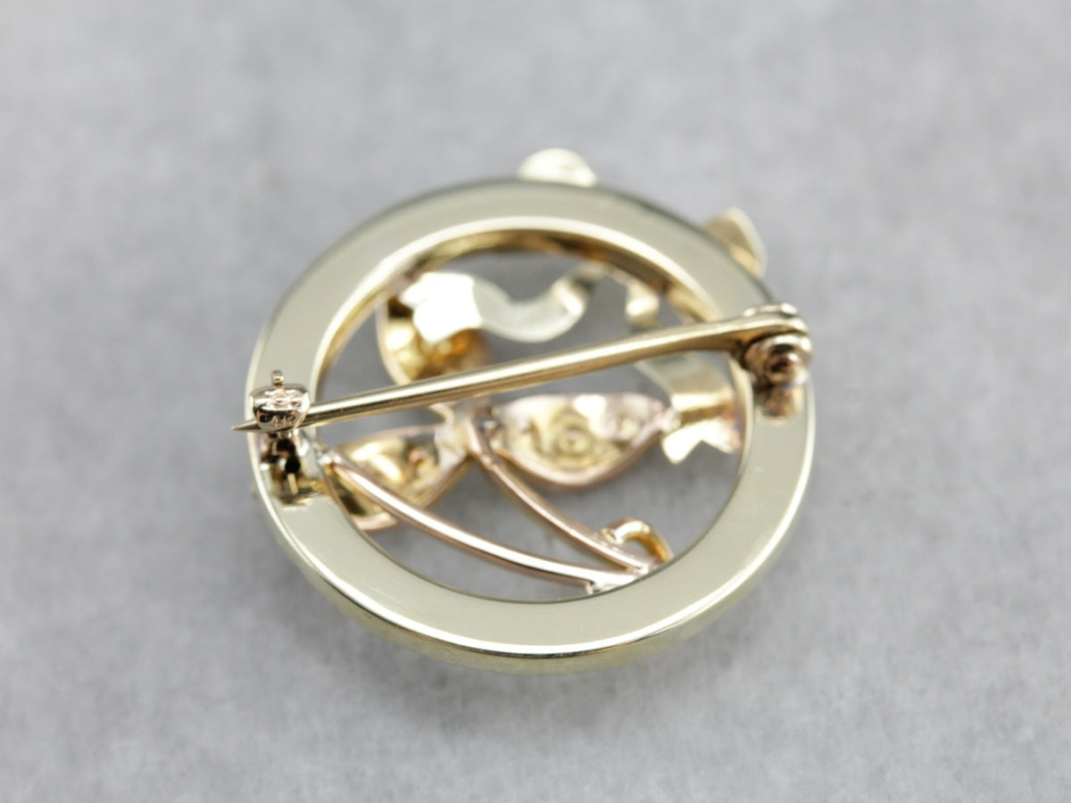 Upcycled Natural Pearl Gold Brooch