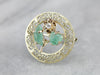 Floral Diamond and Emerald Gold Filigree Brooch