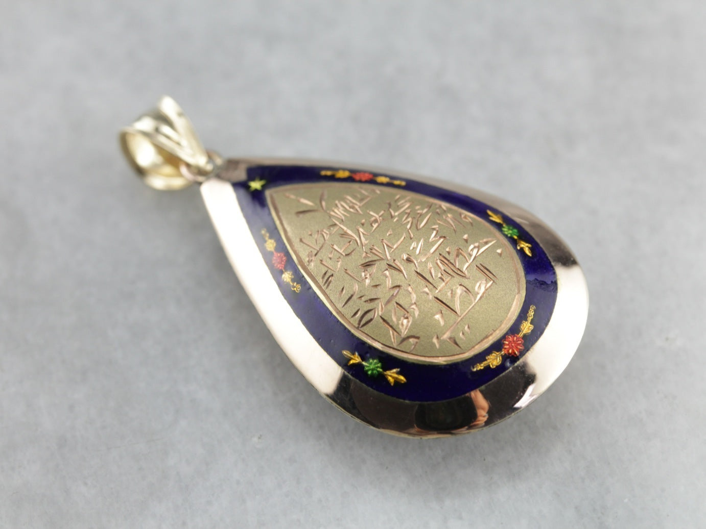Gorgeous Enamel Arabic Teardrop Pendant