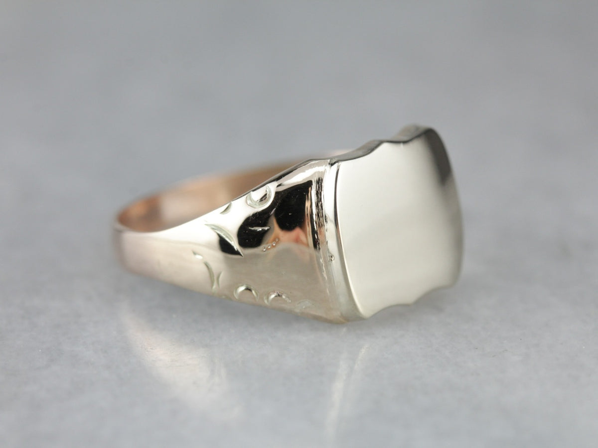 East West Shield Gold Signet Ring