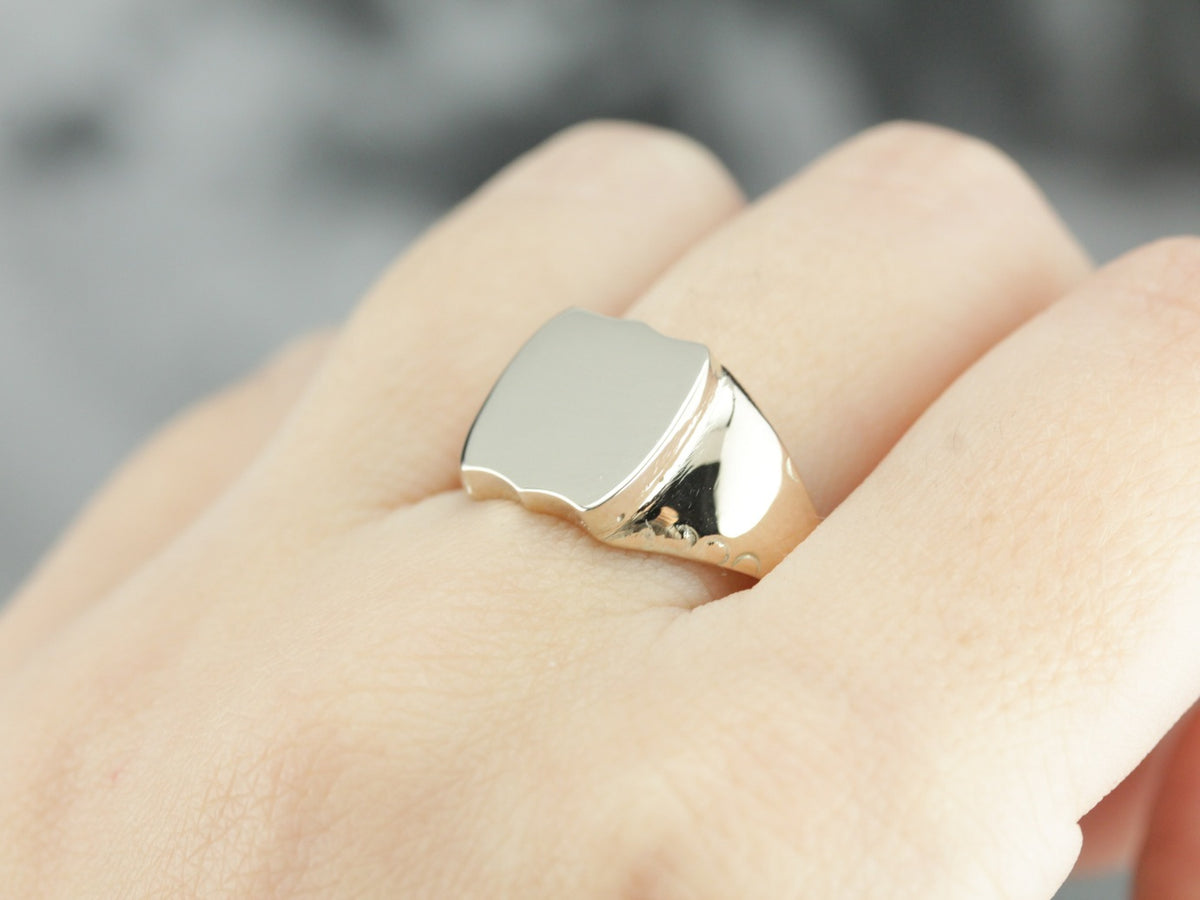 East West Shield Gold Signet Ring