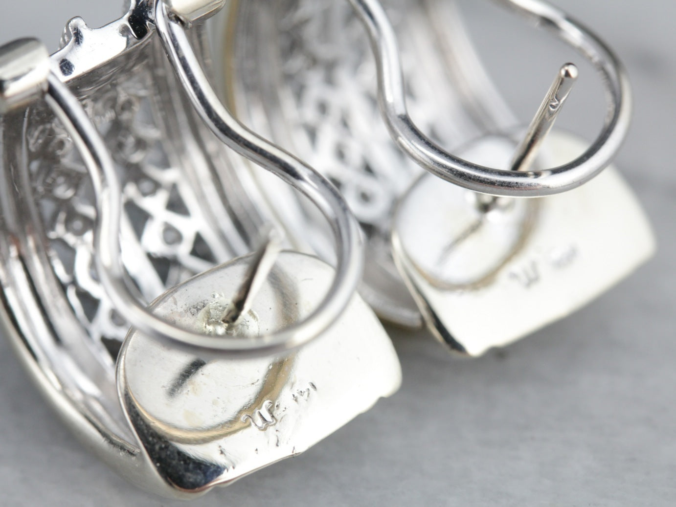 Diamond Half Hoop Earrings in White Gold