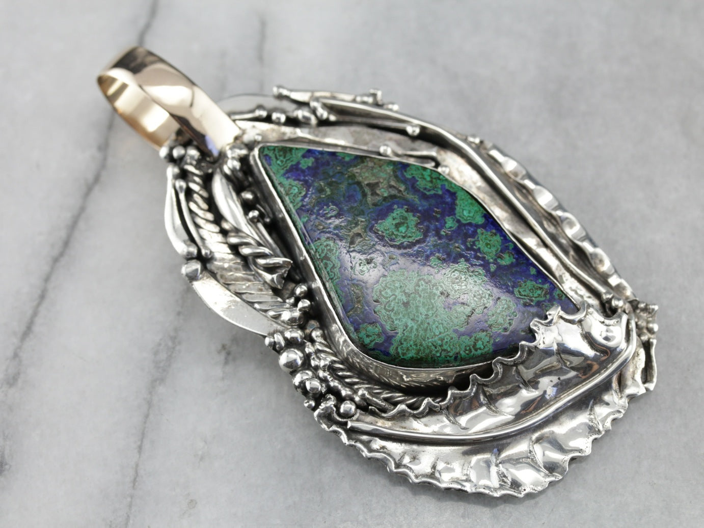 Oversized Azurite Statement Pendant