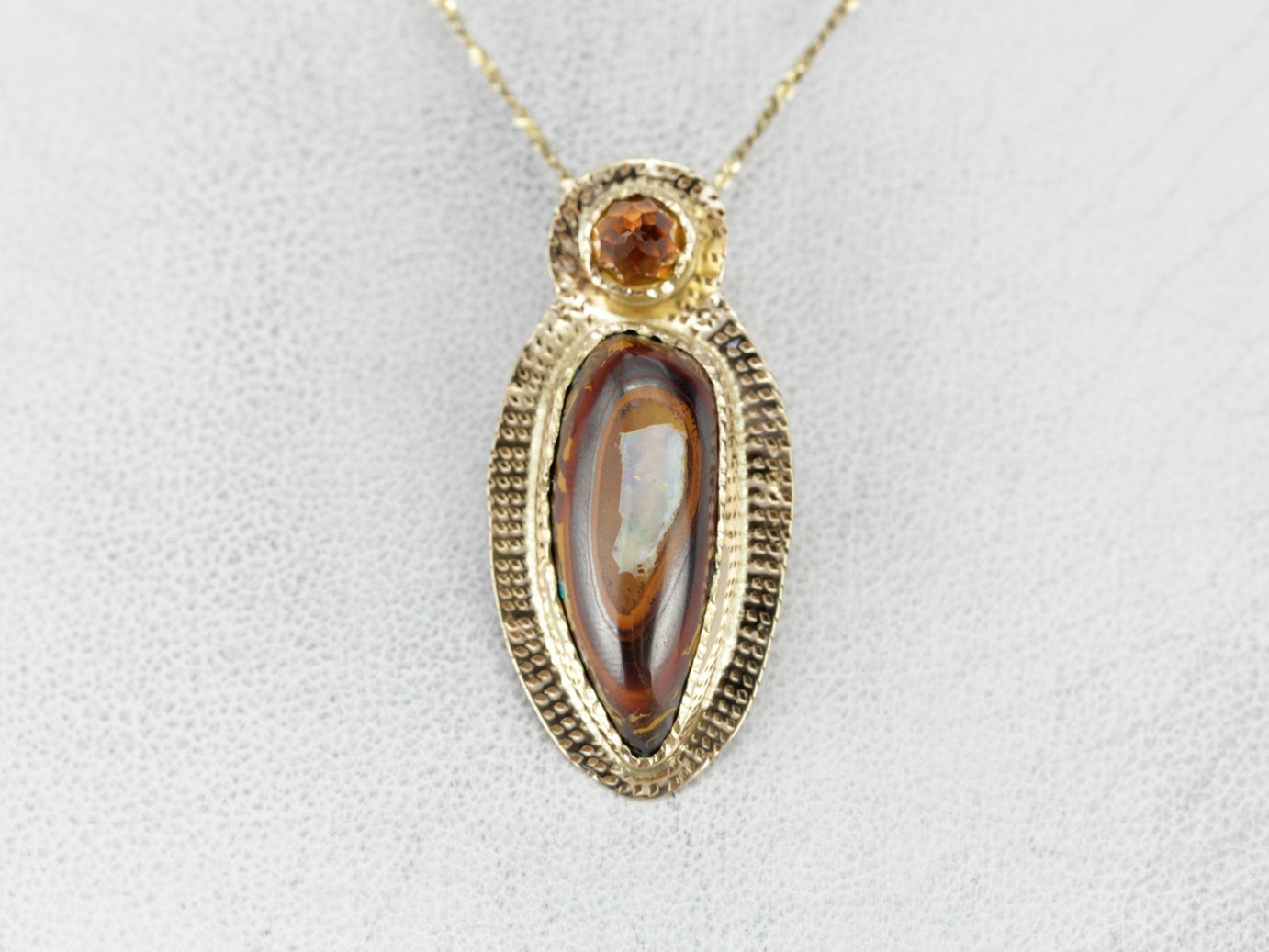 Primitive Boulder Opal and Citrine Pendant