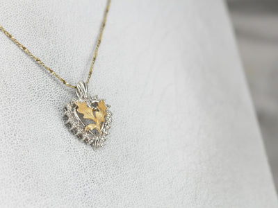 Oak Leaf and Diamond Heart Pendant