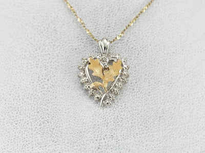 Oak Leaf and Diamond Heart Pendant
