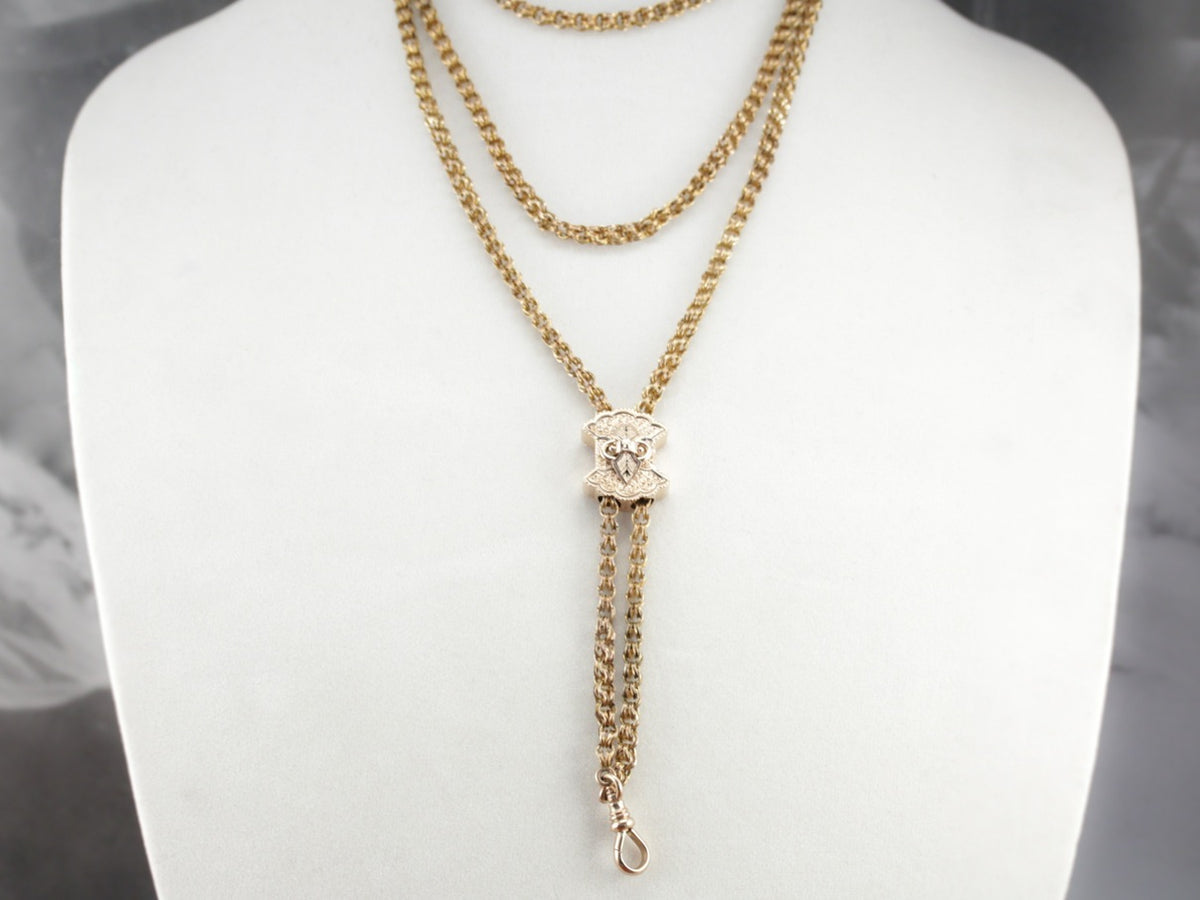 Victorian Era Black Enamel Slide Lariat Necklace