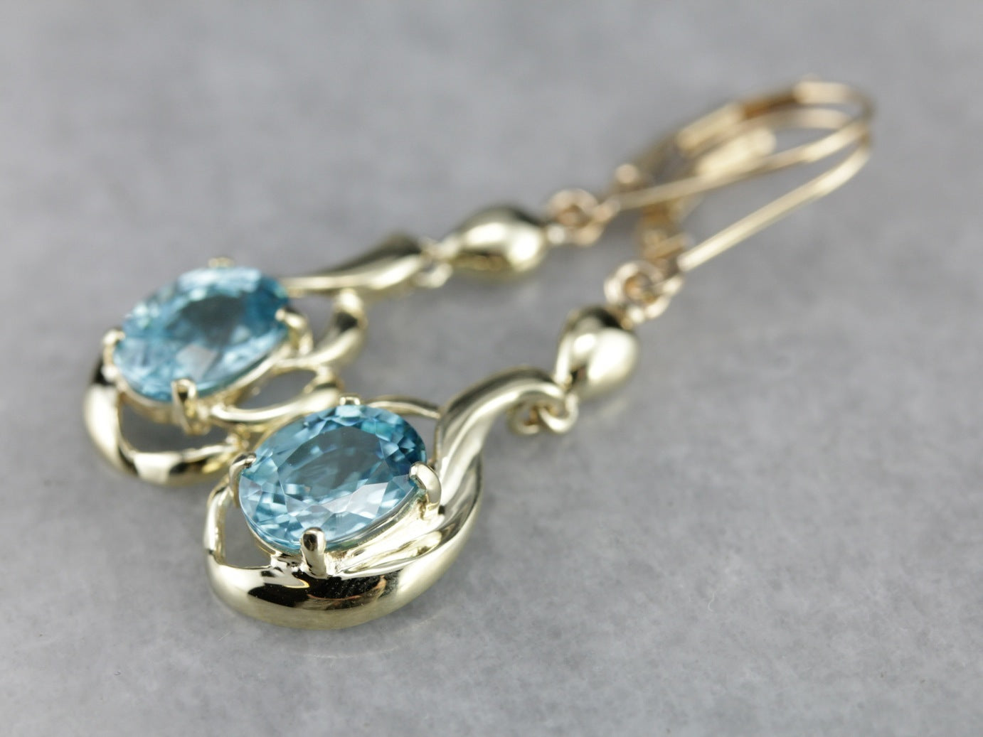 Retro Blue Zircon Drop Earrings